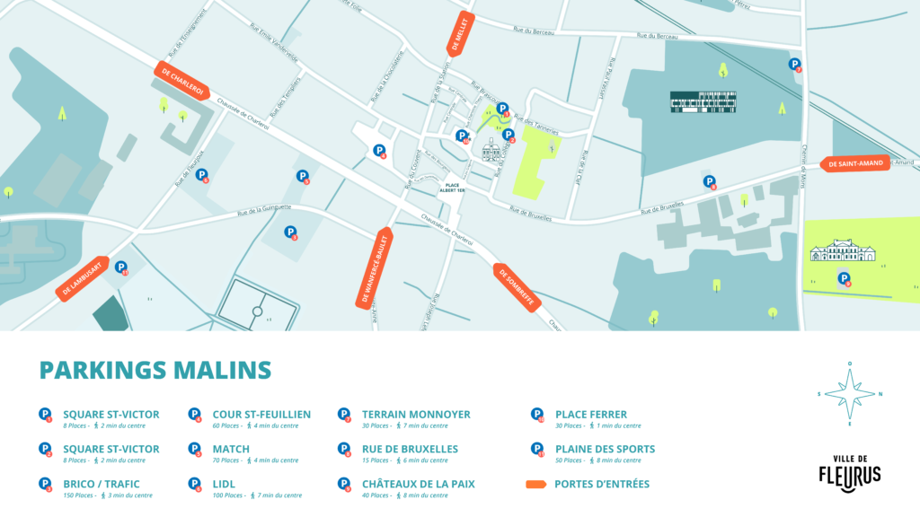 carte des places de stationnement en centre-ville