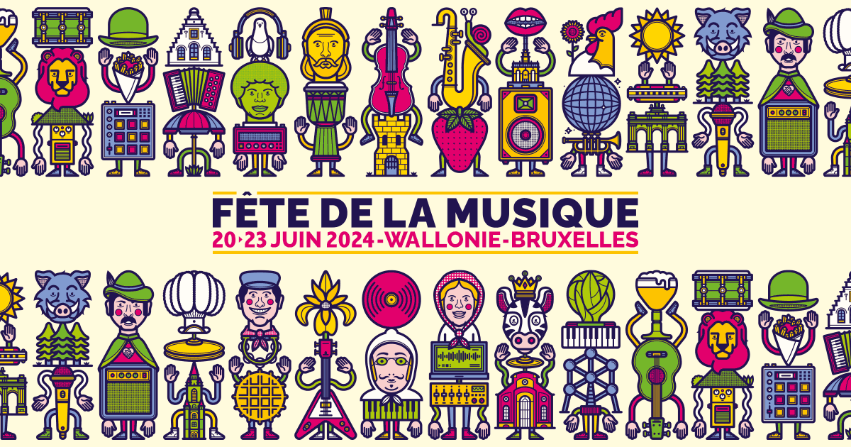 visuel officiel des Fêtes de la Musique de la Fédération Wallonie-Bruxelles 2024